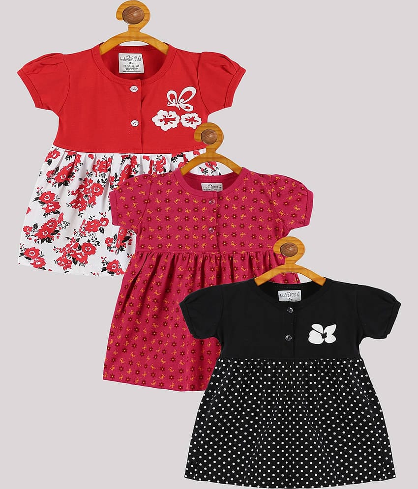 Babeezworld Pack of 3 Baby Girls Cotton Frock ( Multi )