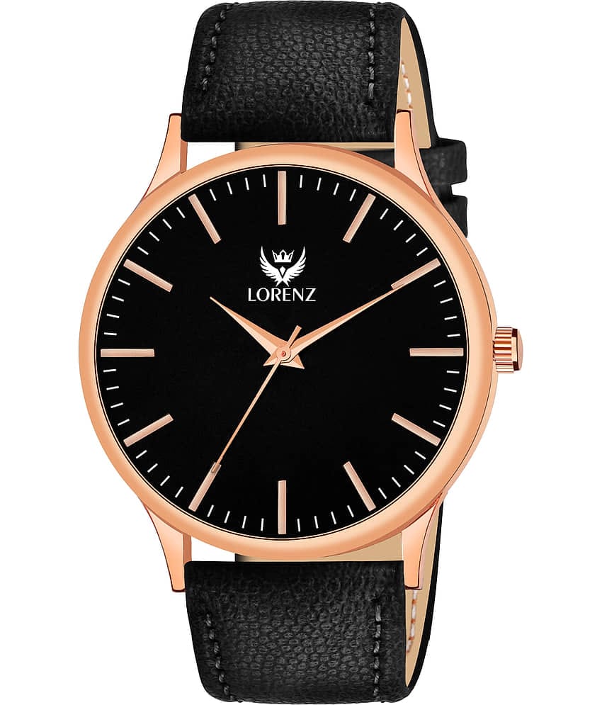Lorenz Black Leather Analog Men's Watch