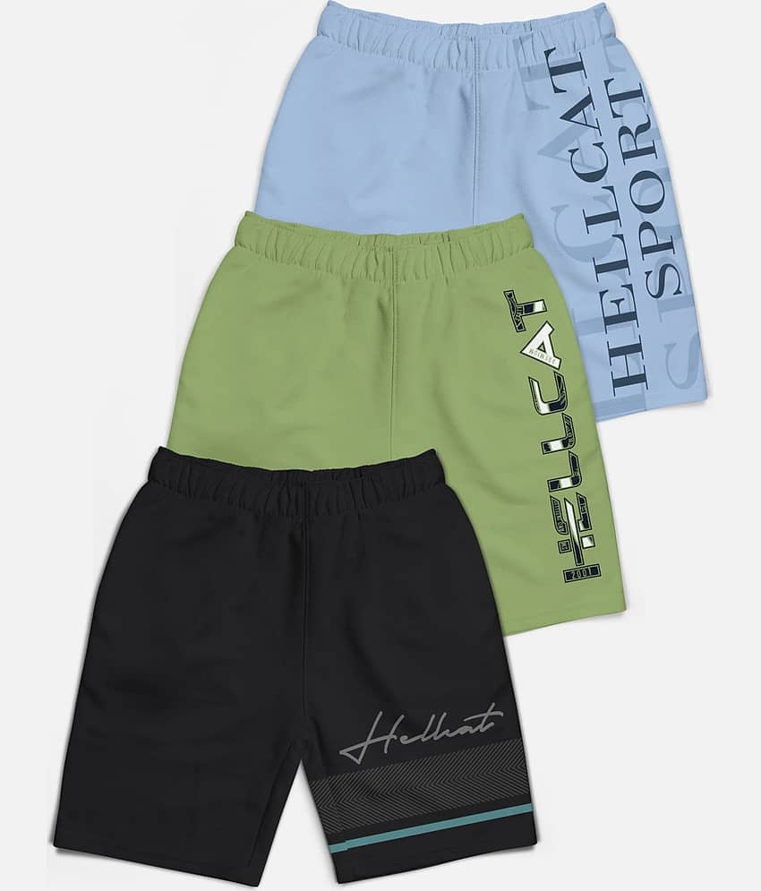 HELLCAT Pack of 3 Cotton Blend Shorts For Boys ( Multicolor )