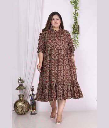 Swasti Cotton Blend Printed Anarkali Women's Kurti - Rust ( Pack of 1 )