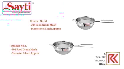 RK Sayti Stainless Steel Round Strainer, 304 Grade Single Mesh, Premium Polish, Pack of 2 (Medium and Large) RK Sayti Stainless Steel Round Strainer, 304 Grade Single Mesh, Premium Polish, Pack of 2 (Medium and Large)