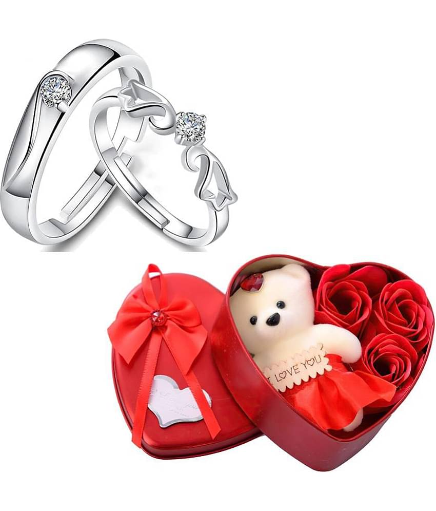 FASHION FRILL - Silver Couple Ring ( Pack of 2 )