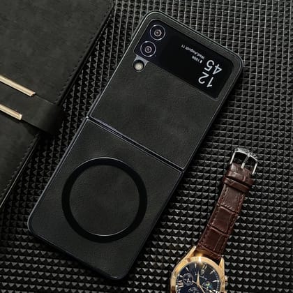 Black Magsafe Leather  Case for Samsung Galaxy Z FLIP 3