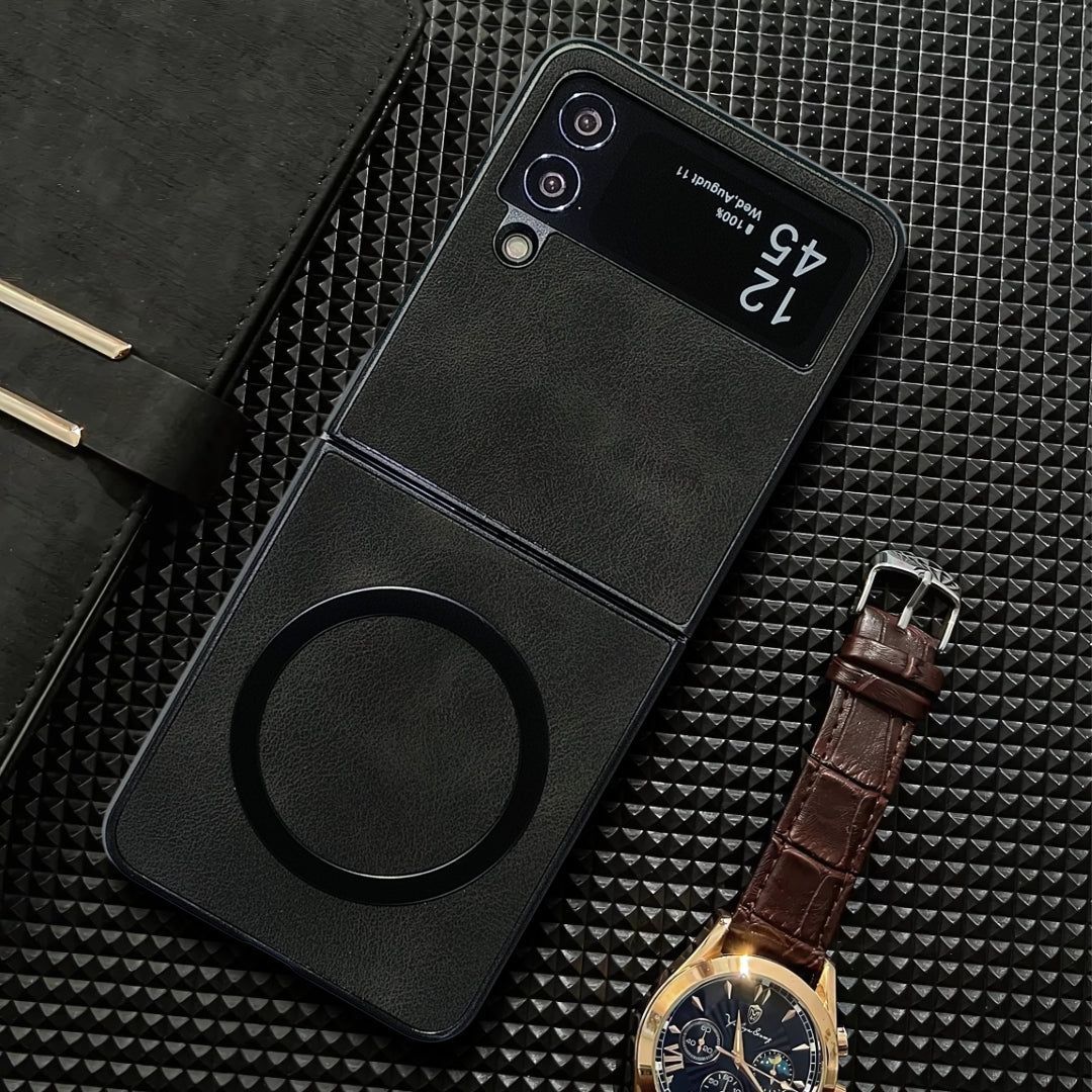Black Magsafe Leather  Case for Samsung Galaxy Z FLIP 3