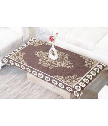 FURNISHING HUT Embroidered Velvet 4 Seater Rectangle Table Cover ( 137 x 91 ) cm Pack of 1 Brown
