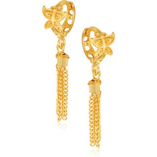 Filigree work Gold Plated alloy Hoop Earring Clip on fancy drop Bali Earring for Women and Girls