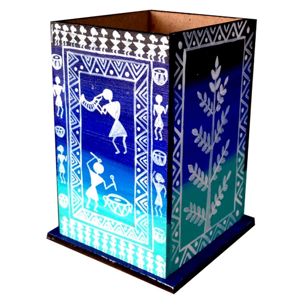 Warli Painting on MDF Pen Stand DIY Kit by Penkraft