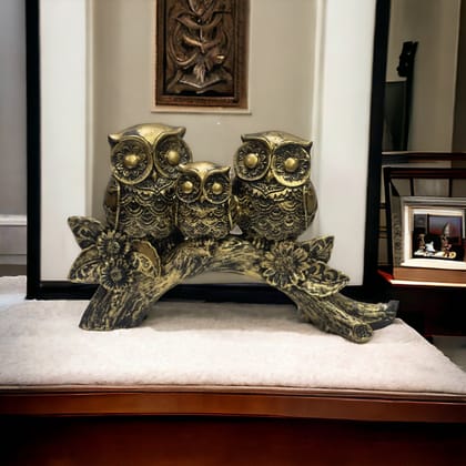 Owl Statue, Idol, Figurine, Showpiece for Money, Wealth, Good-Luck & Wisdom H- 15 cm-Poly Resin