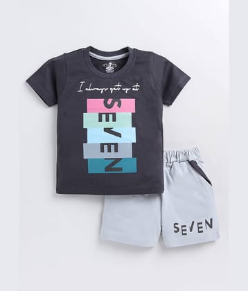 CUTOPIES Pack of 1 Boys Cotton Blend T-Shirt & Shorts Set ( Blue )