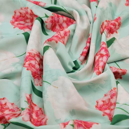 Peach Floral Crepe Fabric