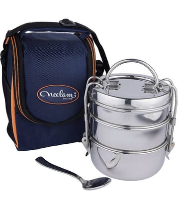 Neelam Dura Hot 3 Tier with Insulated Carry Bag Stainless Steel Lunch Box 4 Container (Pack of 1)