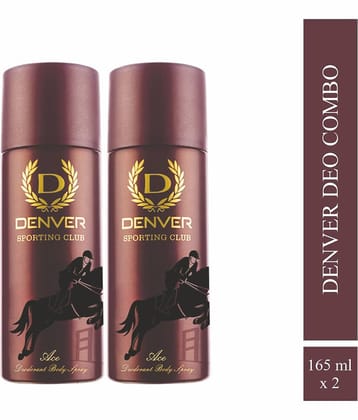 DENVER Sporting Club Ace Deodorant Spray - For Men 165 ml each, (Pack of 2)