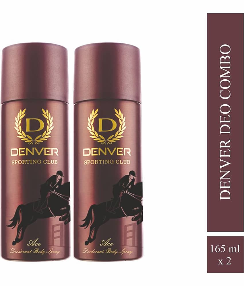 DENVER Sporting Club Ace Deodorant Spray - For Men 165 ml each, (Pack of 2)