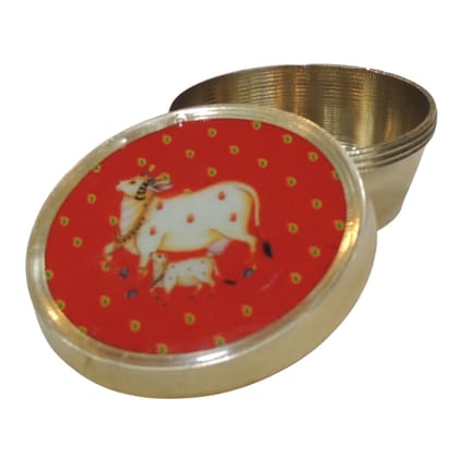 Brass Sindoor Box | Traditional Kumkum Storage Container, Height : 1 Inch (ZMAS639 C)