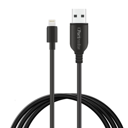 Portronics Konnect Link USB to 8PIN Fast Charging Cable with iOS Compatibility, 3.0A Output, 480Mbps Data Transfer, 1M Length White