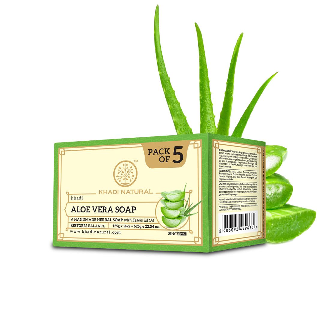 Khadi Natural Aloe Vera Soap Combo Pack Of 5 – 125gm Each