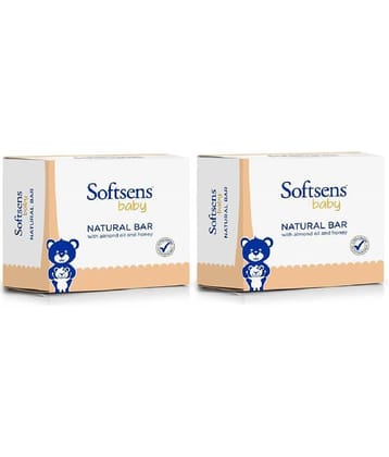Softsens Baby Natural Bar Soap with Honey, Orange & Natural Almond Oil 100g x 3, Pack of 2