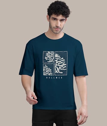 BULLMER Pack of 1 Cotton Blend Oversized Fit Men's T-Shirt ( Blue )
