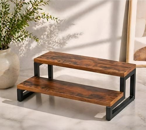 OXMIC Wood Display Riser Stand, Wooden Display Riser Shelf, Kitchen Counter Shelf Spice Rack Organizer,