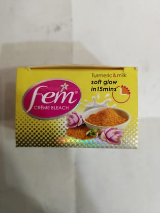 Fem Crème bleach Turmeric & milk Soft glow In 15mins Fem Crème bleach Turmeric & milk Soft glow In 15mins