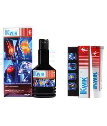 KWIK Pain Relief Combo of Oil 120ml & Gel 30g, For Joint, Back, Knee, Shoulder & Muscle Pain