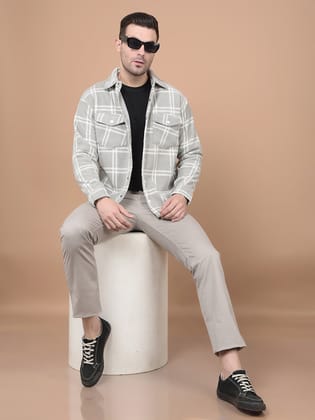 Grey Checked Shacket-L / Grey