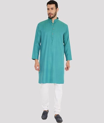 Maharaja - Green Linen Regular Fit Men's Kurta Pyjama Set ( Pack of 1 )