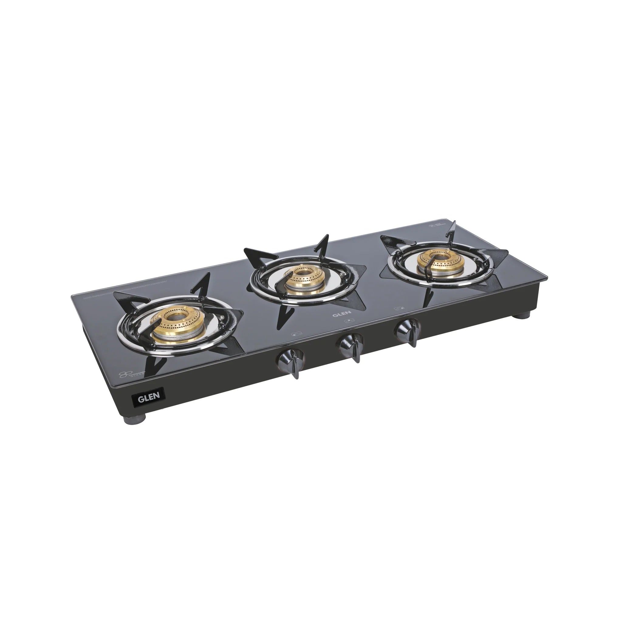 3 Burner  Glass Gas Stove Junior with Brass Burner (CT1030GTJUBB)