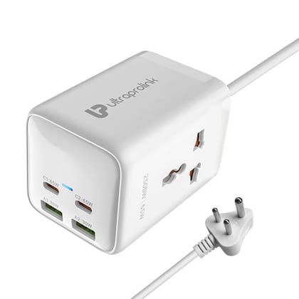 6 in1 Power Hub Charger 65W Fast Charging |6 Ports-2 Type-C (PD),2 USB-A & 2AC Sockets (2500W) | Multi-Port Desktop Charger for Laptop, iPhone, Android, | Charges iPhone 50% in 30 mins