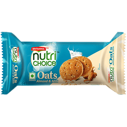 Britannia Nutri Choice, Oats Cookies, Milk Almond, Teatime Snack, 75 G Britannia Nutri Choice, Oats Cookies, Milk Almond, Teatime Snack, 75 G