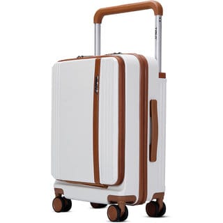 Timus Starlite Premium Wide Handle Polycarbonate Trolley Bag (42L) with USB Port (Ivory)