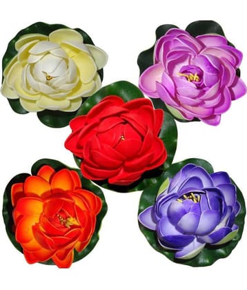 Green plant indoor Lotus Multicolour Floating Flowers - Pack of 5