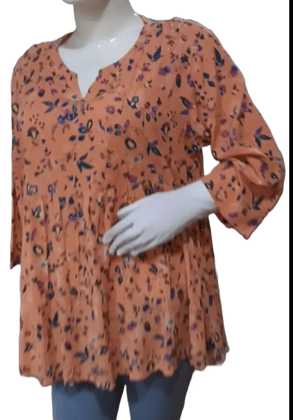 Rui Orange Flowery Comfortable Top Rui Orange Flowery Comfortable Top