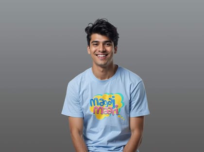 Taarak Mehta Ka Ooltah Chashmah| Regular Fit Front Printed Blue T-Shirts (MAGAJ MAARI)
