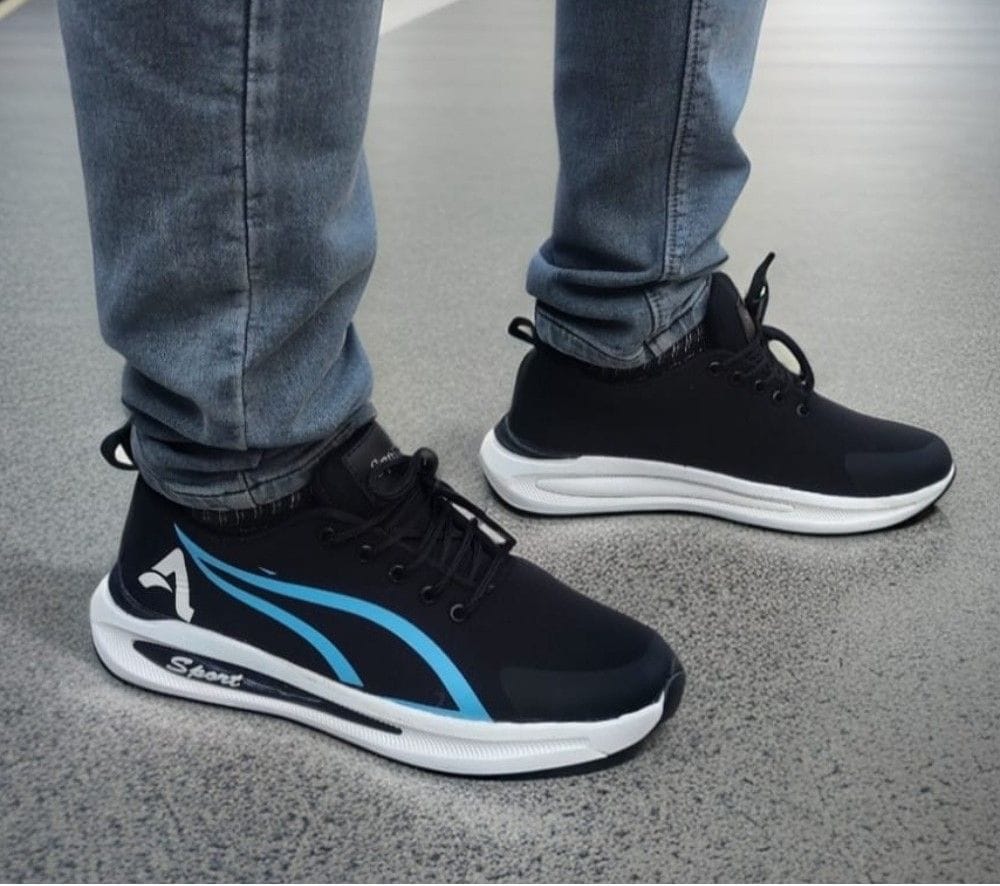 Mens Solid Synthetic Casual Shoes Size 9 (Blue)