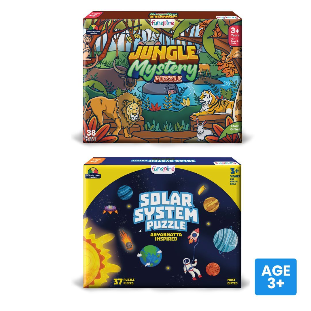 Knowledge Booster: Jungle & Solar System Puzzle Bundle (Ages 3+)