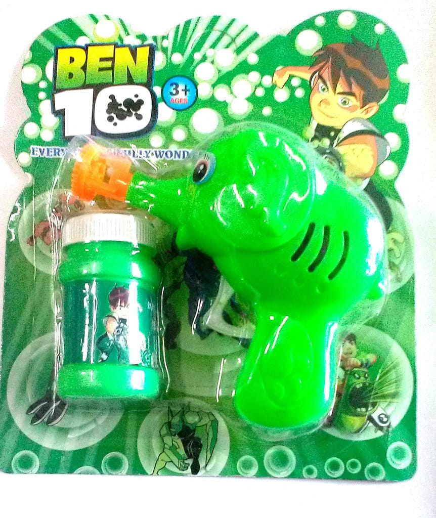 Nawani Green Toon Hand Pressing Bubble Making Toy Gun (Color and Design May Vary)