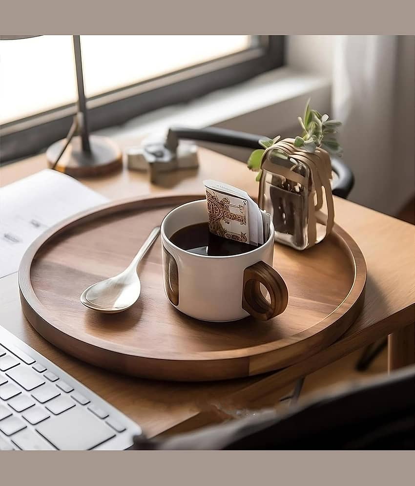 SWH Wooden Serving Tray 1000 ml Brown ( Set of 1 )