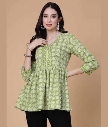GOD BLESS Women's Rayon Peplum Top ( Green )