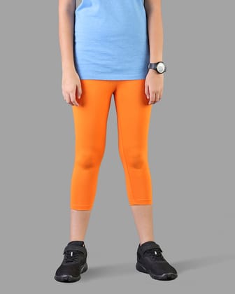 Kids Cotton Capri Legging - Orange Tango-20 / Orange Tango