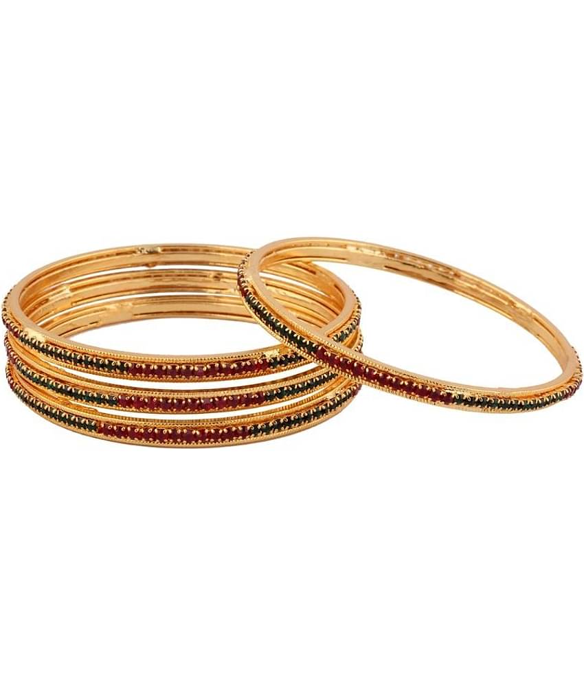 The Jewelbox Gold Plated Brass Beads Bangle Set