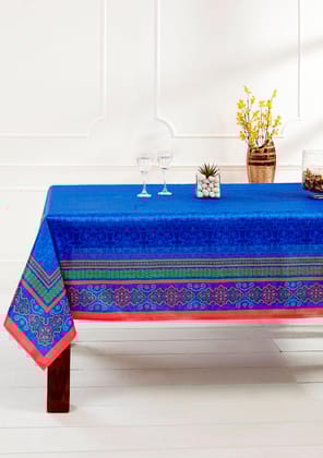Neon Leaf Printed Table Cover-60 x 90 in / Blue / Blue