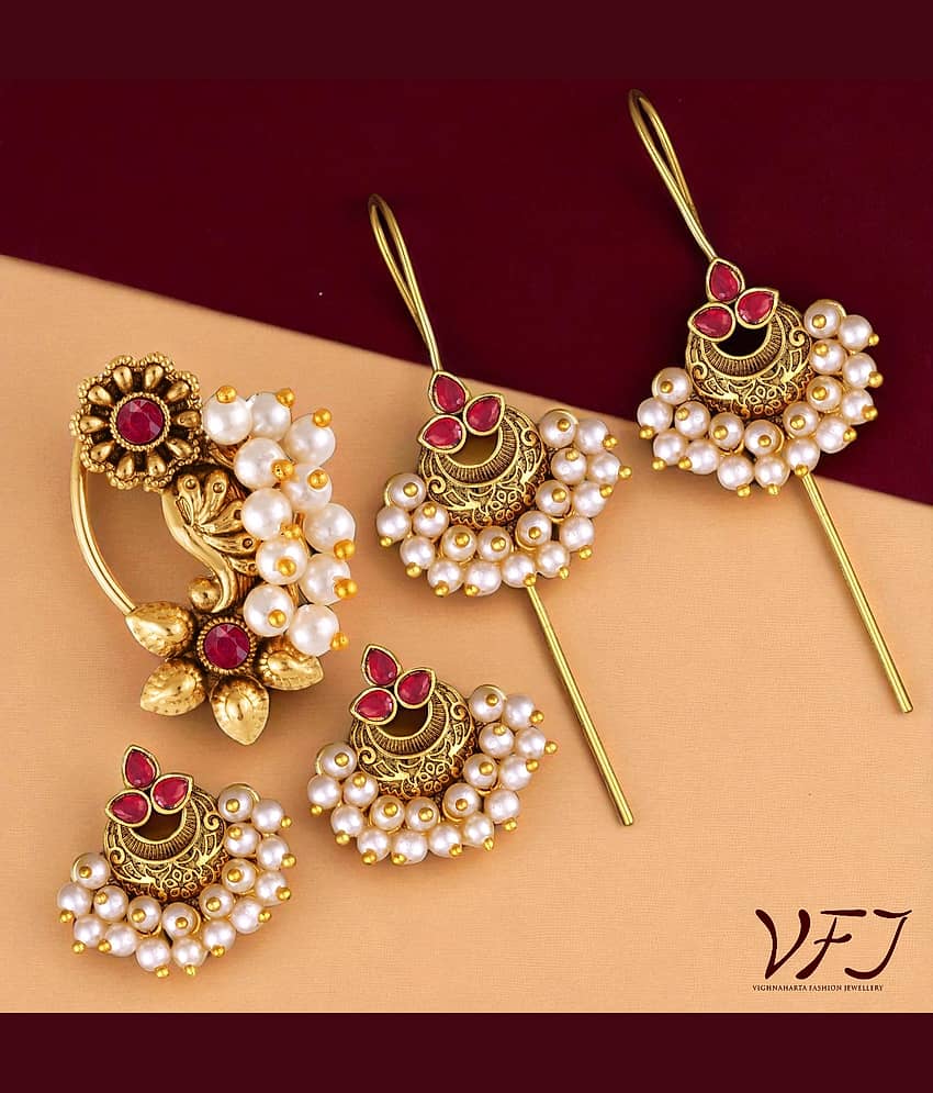 Vighnaharta Golden EarCuff Earrings ( Pack of 1 )