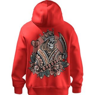 BULL CLOTHING Men's Red Hoodie King Printed Design 60 Cotton 40 Poly 280 GSM Fleece