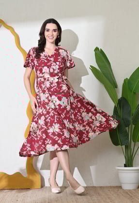 Cranberry Wrap Dress-S