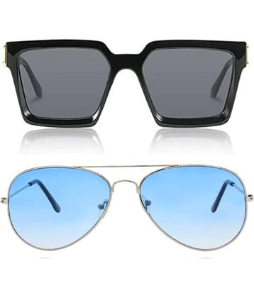 Kanny Devis - Black Rectangular Sunglasses ( Pack of 2 )