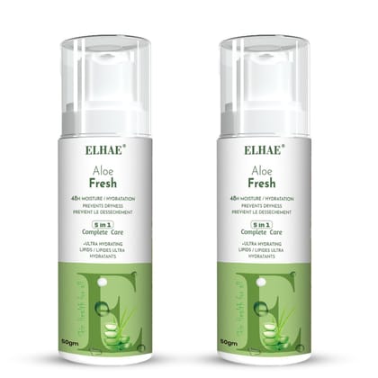 ELHAE Aloe Vera Moisturizing Lotion Pack of 2, Body and Hand Hydration with Pure Aloe Vera Extract, 50ml Each