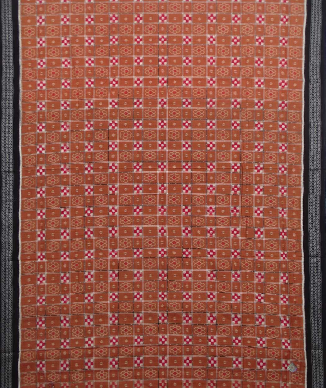 Brown and black handwoven sambalpuri cotton saree