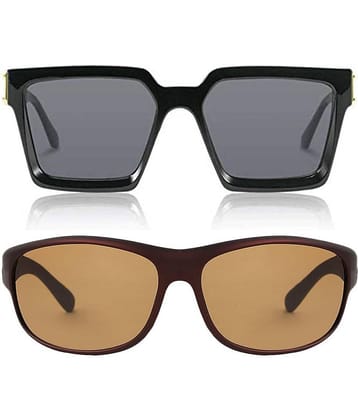 Kanny Devis - Black Rectangular Sunglasses ( Pack of 2 )