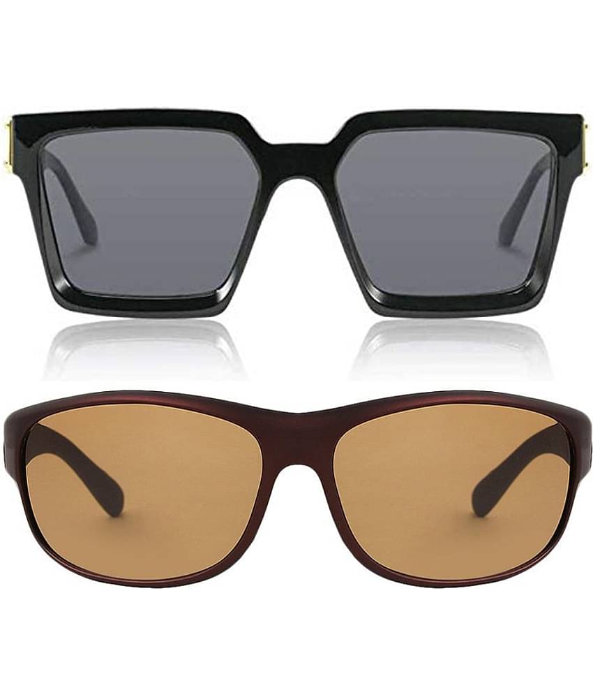 Kanny Devis - Black Rectangular Sunglasses ( Pack of 2 )